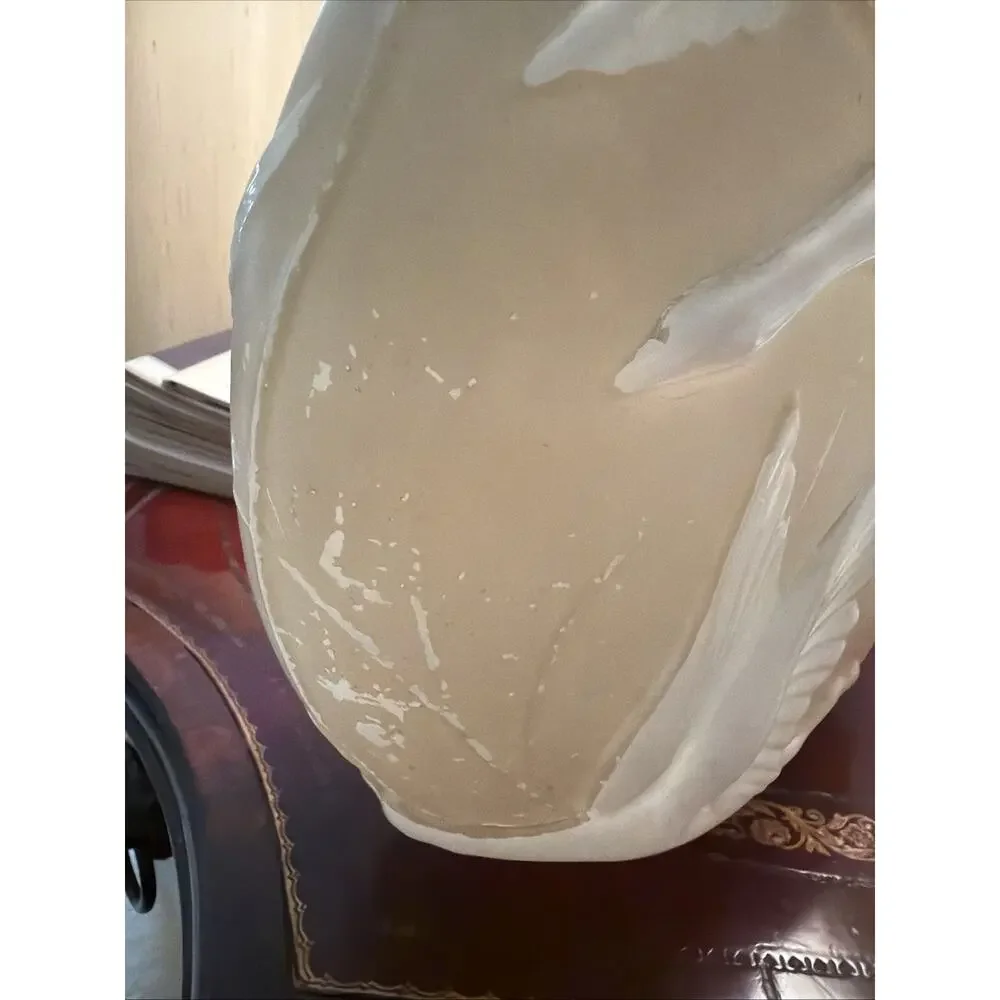 Exceptional large Phoenix Cameo glass White Flying Geese Pale Yellow Pillow Vase